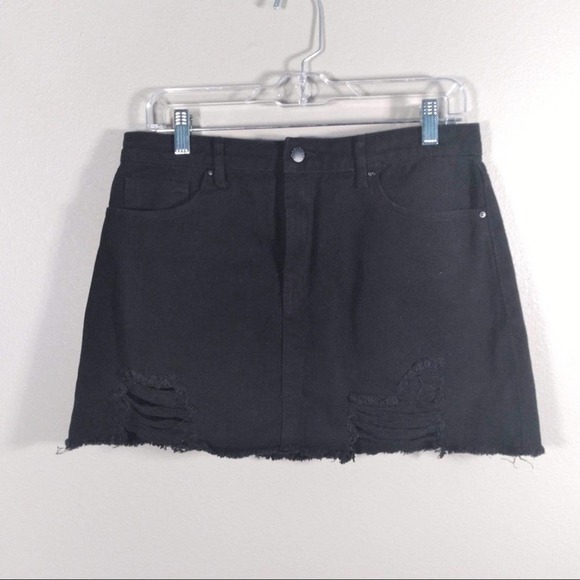 Forever 21 Raw Hem Distressed Mini Jean Skirt - Picture 1 of 7